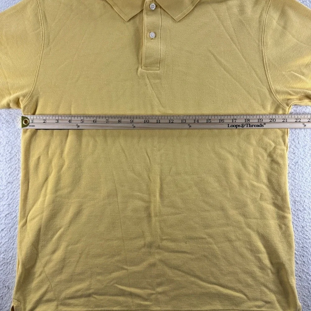 LL Bean Polo Shirt Mens Medium Yellow Good Cotton Pique Short Sleeve 233437